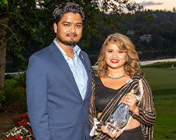 Bhakti Poudyal with award - Paradise Village
